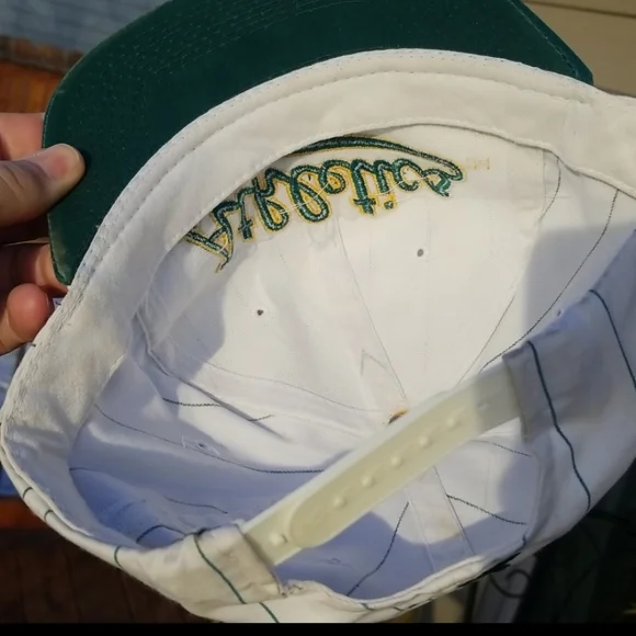 vtg Oakland A's Script Snapback Pin Stripe Starter Hat - CLEAN - Picture 8 of 11